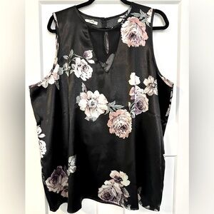 Maurices Black and Pink Floral Sleeveless Blouse - Size 2x
